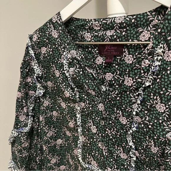 Jcrew x Liberty London Ruffle Long Sleeve Bib Collar Blouse - Picture 2 of 4